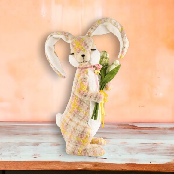 28" Standing Bunny with Flowers