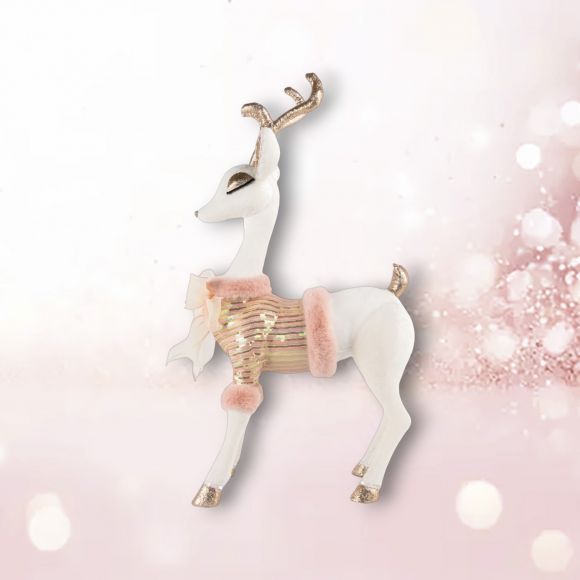 26" White Deer with Pink Sweater