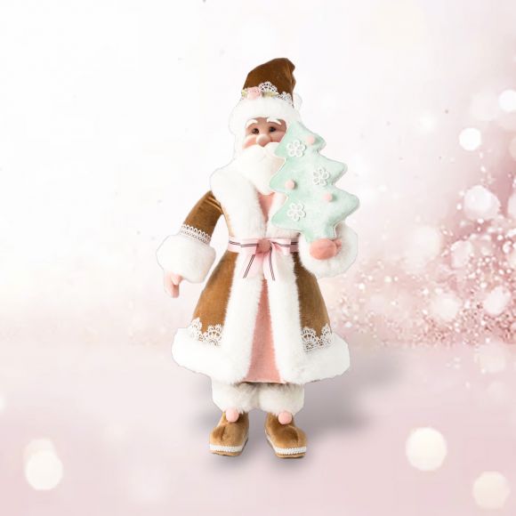 25" Gingerbread Santa Brown Coat