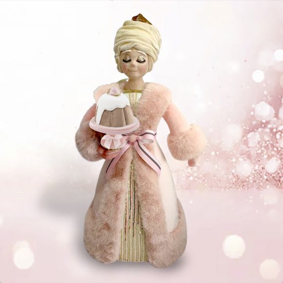 25" Gingerbread Pink Mrs Claus with Cake