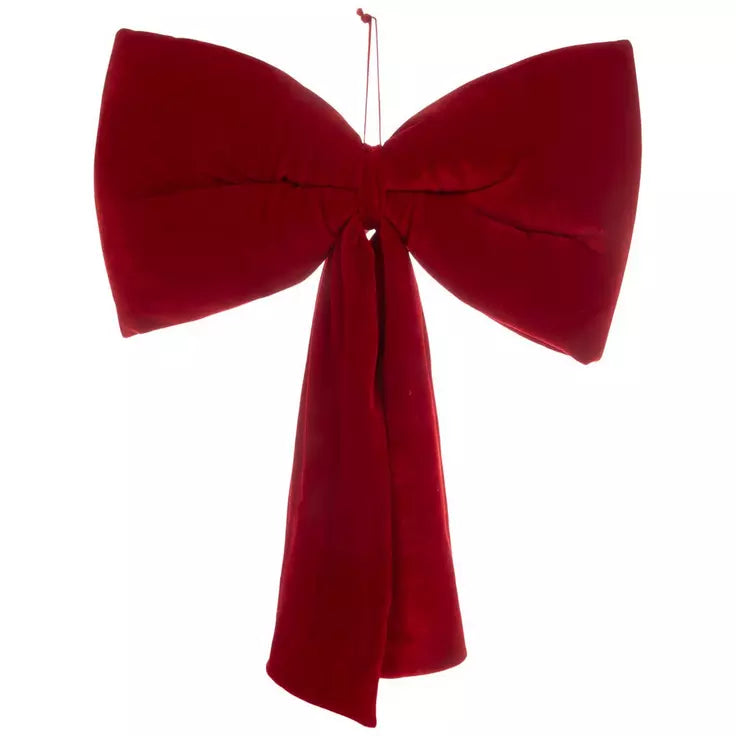 Cupids Valentine - 23"H PLUSH RED VELVET WALL BOW DECOR