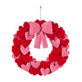 Cupids Valentine - 16" Red & Pink Plush Velvet Heart & Bow Wreath