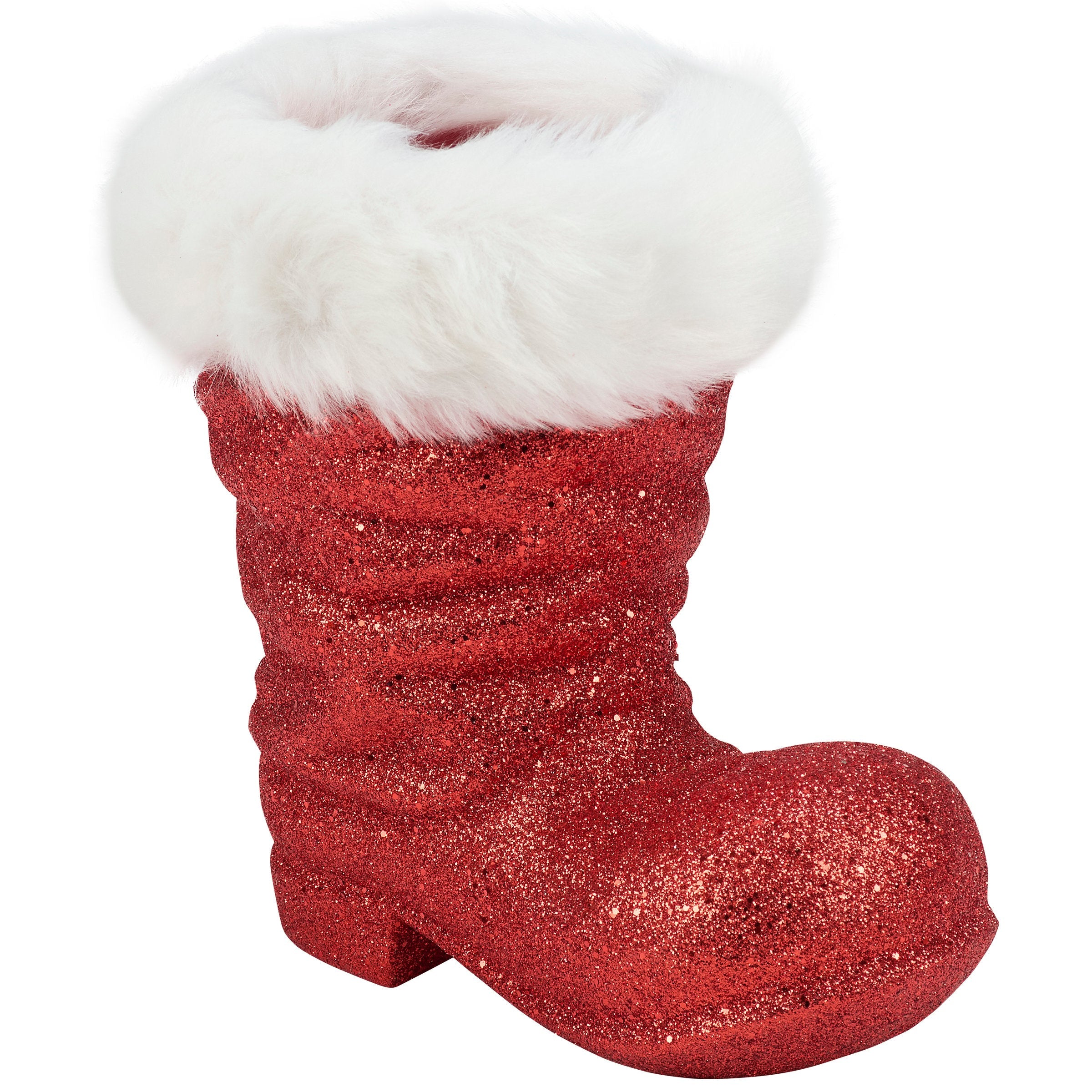 8" Glitter Santa Boot Sitter