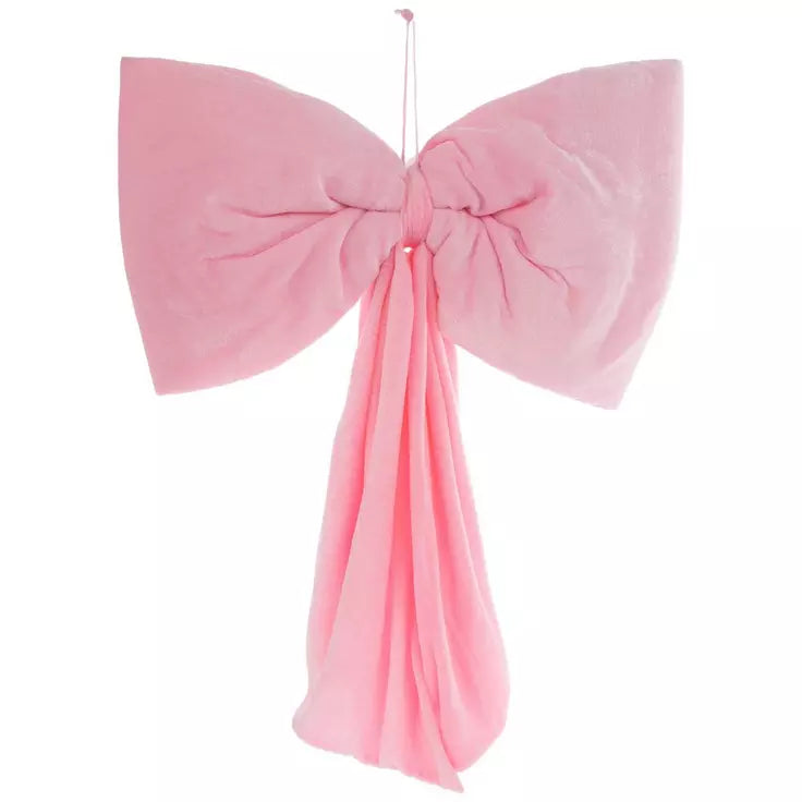 Cupids Valentine - 23"H PLUSH PINK VELVET WALL BOW DECOR