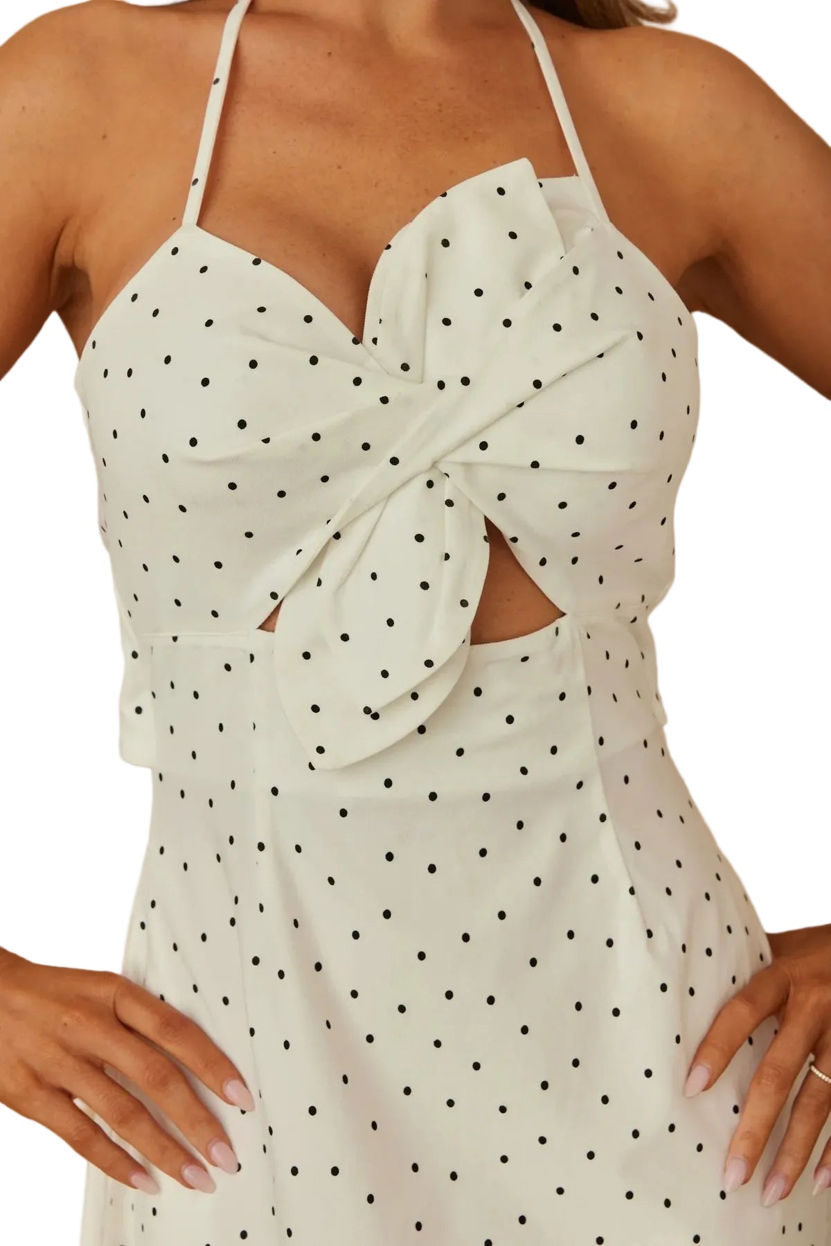 Polka Dot Flower Bow Midi Dress