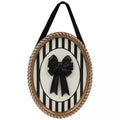 8" 3D Striped Bow Wood Wall Decor