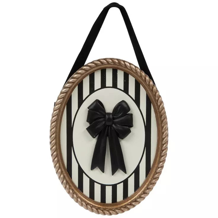 8" 3D Striped Bow Wood Wall Decor