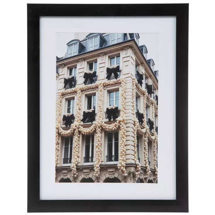 13" x 10" Black Bow Window Framed Wall Art