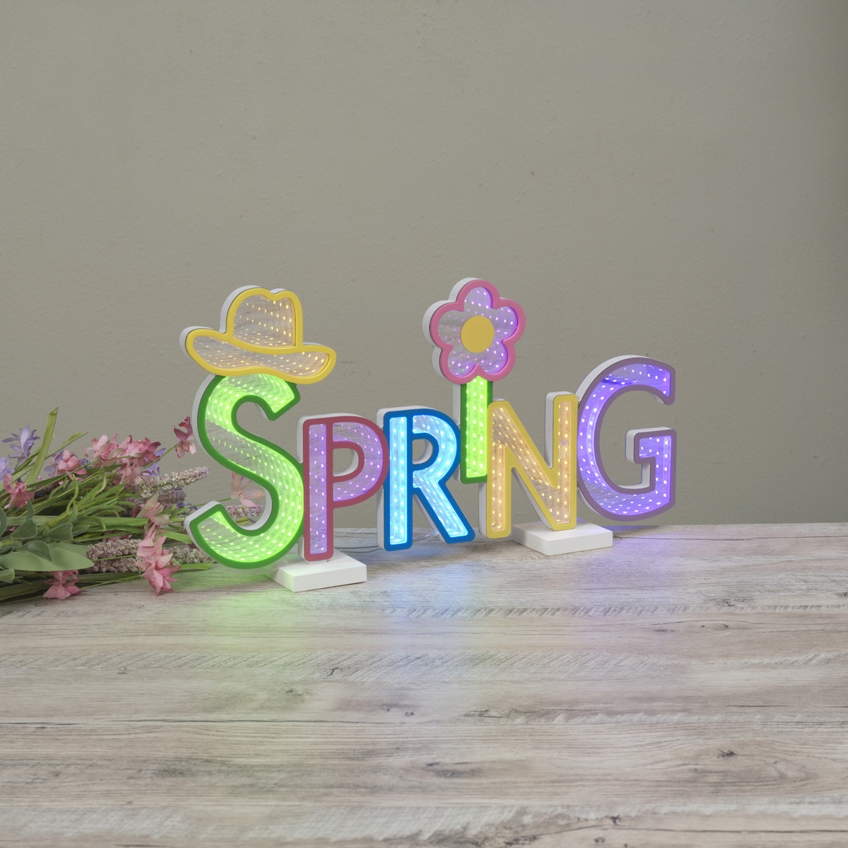17" Lighted Infinity Light "Spring" Sign