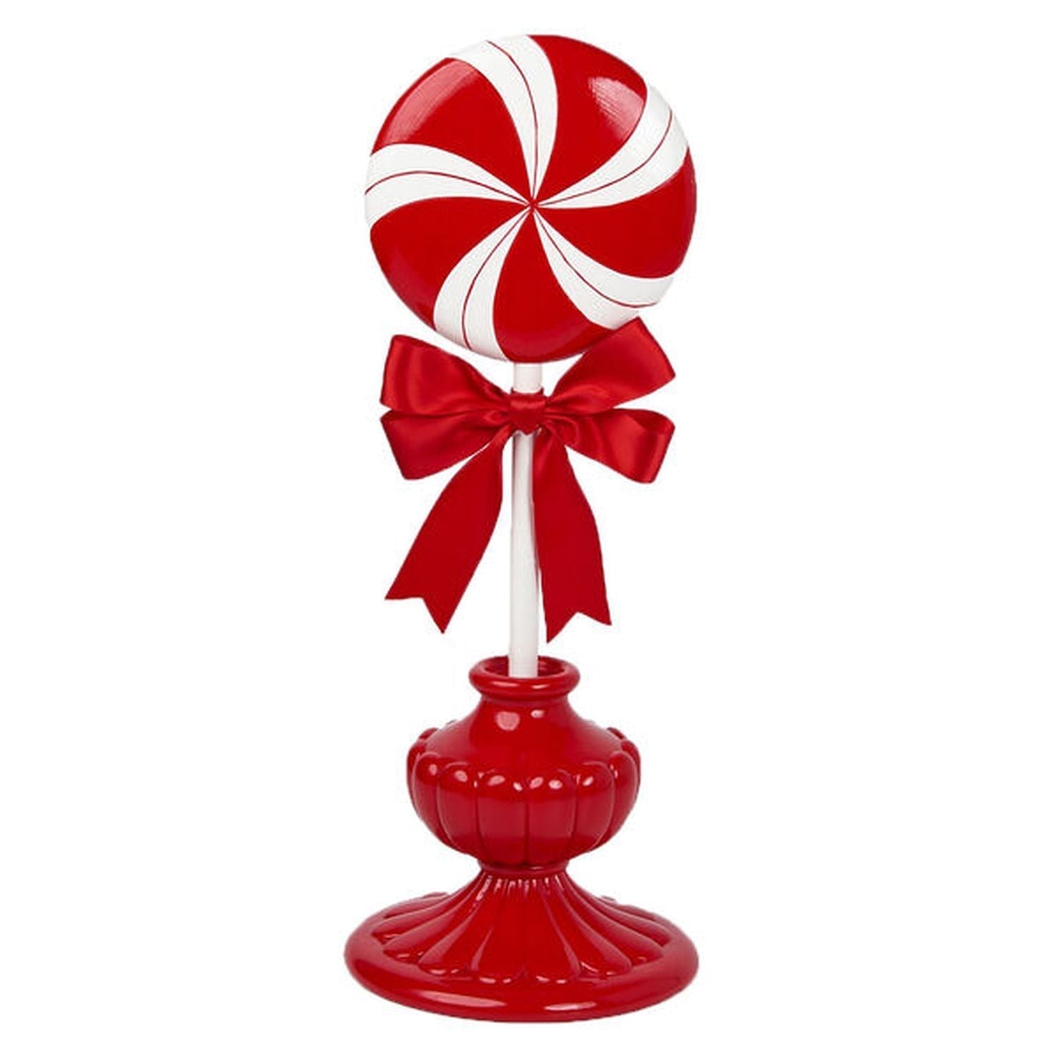 17" Christmas Carousel Collection Peppermint Lollipop On Red Base