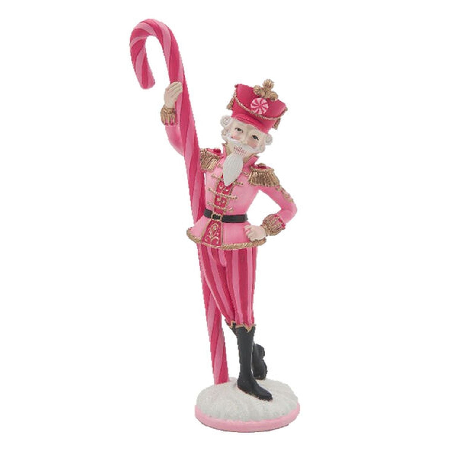Nutcracker Sweet Shoppe 9In Pink Nutcracker With Candy Cane