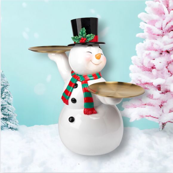 Retro 24" Vintage Snowman with Serving Trays