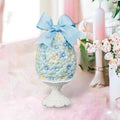 8" Resin Blue Flower Egg on Stand
