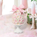 8" Resin Pink Flower Egg on Stand