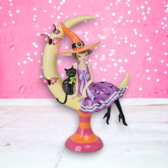 Halloween Carnival 15" Resin Witch on Moon