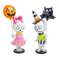 Halloween Carnival - 13.5" Resin Skeleton Kids holding Balloons - SET OF 2