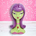 Halloween Carnival 16" Purple Hair Witch Head Bust