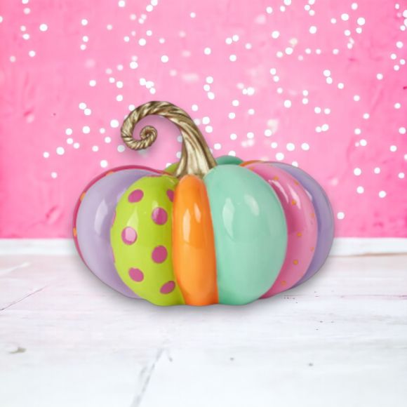 Halloween Carnival 14.5" Colorful Multi Stripe Pumpkin