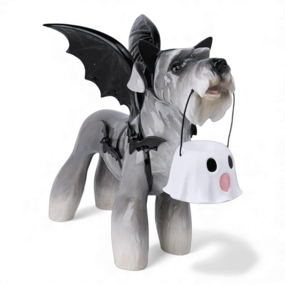 Halloween Carnival - 23" Resin Bat Schnauzer Dog