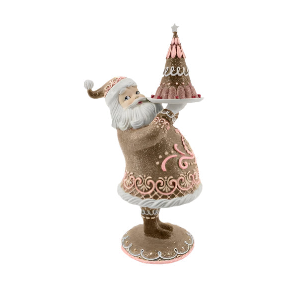 18" Pink Gingerbread Santa with Cake