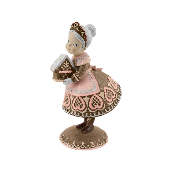 18" Pink Gingerbread Mrs Claus with House
