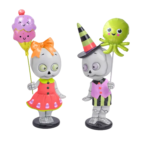 36" Resin Spooky Summer Ghost Kids with Ballons - SET OF 2