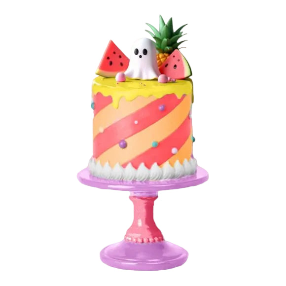 12" Resin Spooky Pedestal Summer Cake with Ghost