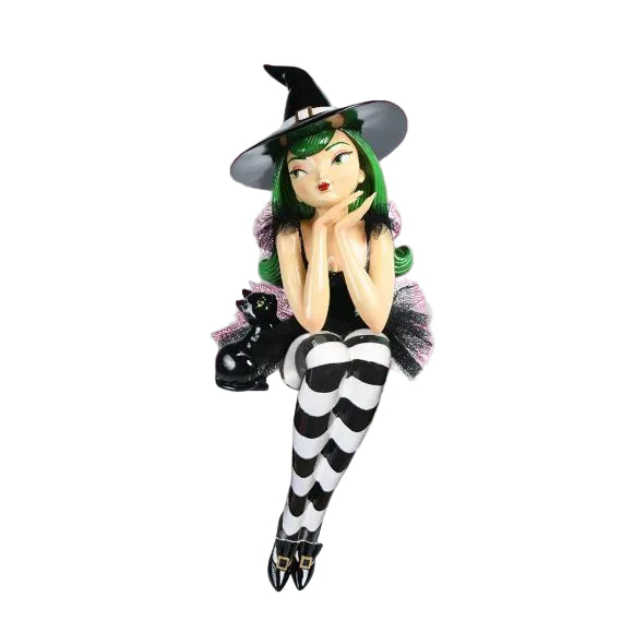 23" Summerween Green Hair Shelf Sitter Witch Girl