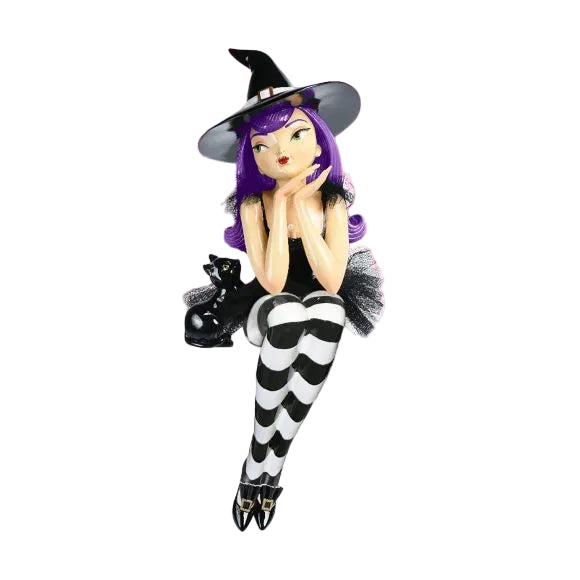 23" Summerween Purple Hair Shelf Sitter Witch Girl