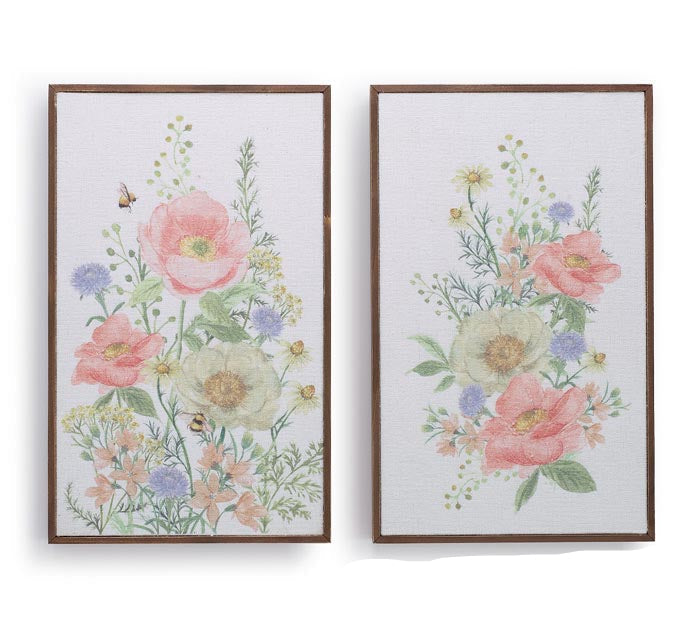 14" CANVAS FLORAL WALL ART - SET OF 2
