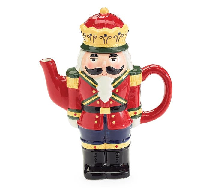 Christmas Carousel Collection - 8.25" Ceramic CLASSIC NUTCRACKER SHAPE TEAPOT