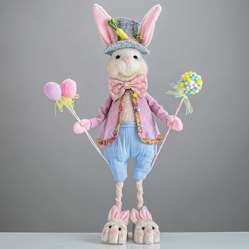 27" STANDING EASTER BOY BUNNY With Slippers & Lollipop