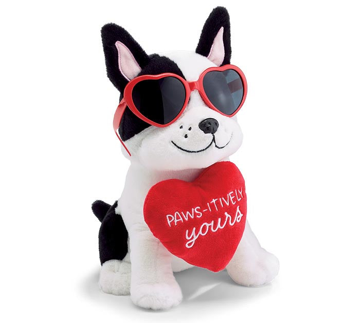 Valentine's Day - 11.5" PLUSH BOSTON TERRIER PAWS-ITIVLEY YOURS