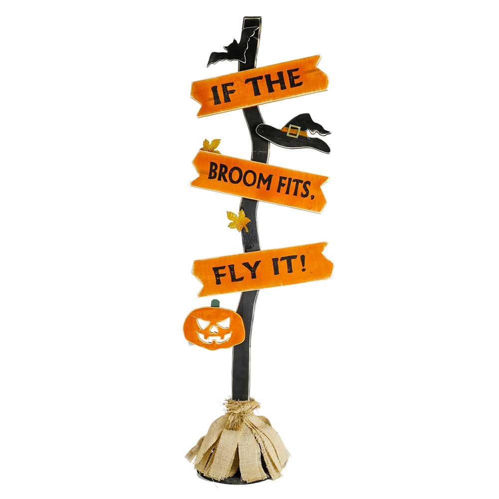 47.6" - BROOM SHAPED HALLOWEEN SIGN