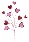 28.75"L GLITTER/EVA HEART SPRAY RED/PINK