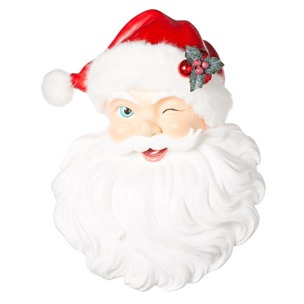 Christmas Carousel Collection - Happy Hollydays 18" Santa Face Wall Art