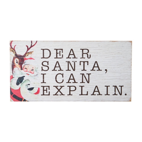 22" Dear Santa Textured Wood Wall Art