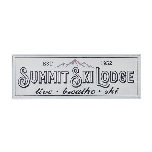 24" Summit Ski Lodge Embossed Metal Framed Wall Art