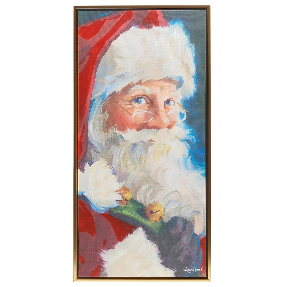 Christmas Carousel Collection - 27.25" Santa Portrait Textured Framed Wall Art