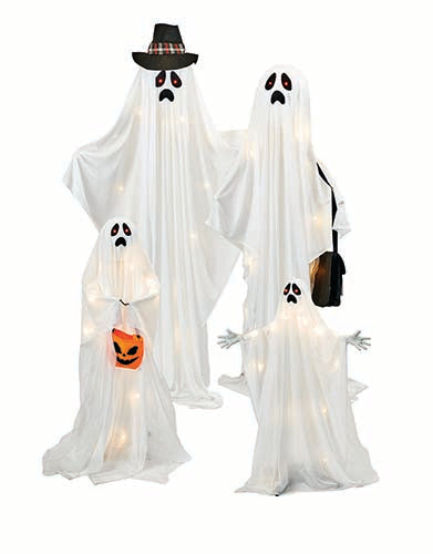 Halloween Light Up Standing 4pc Ghost Family