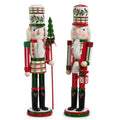 Christmas Carousel Collection -17.75" Plaid and Holly Nutcracker - SET OF 2