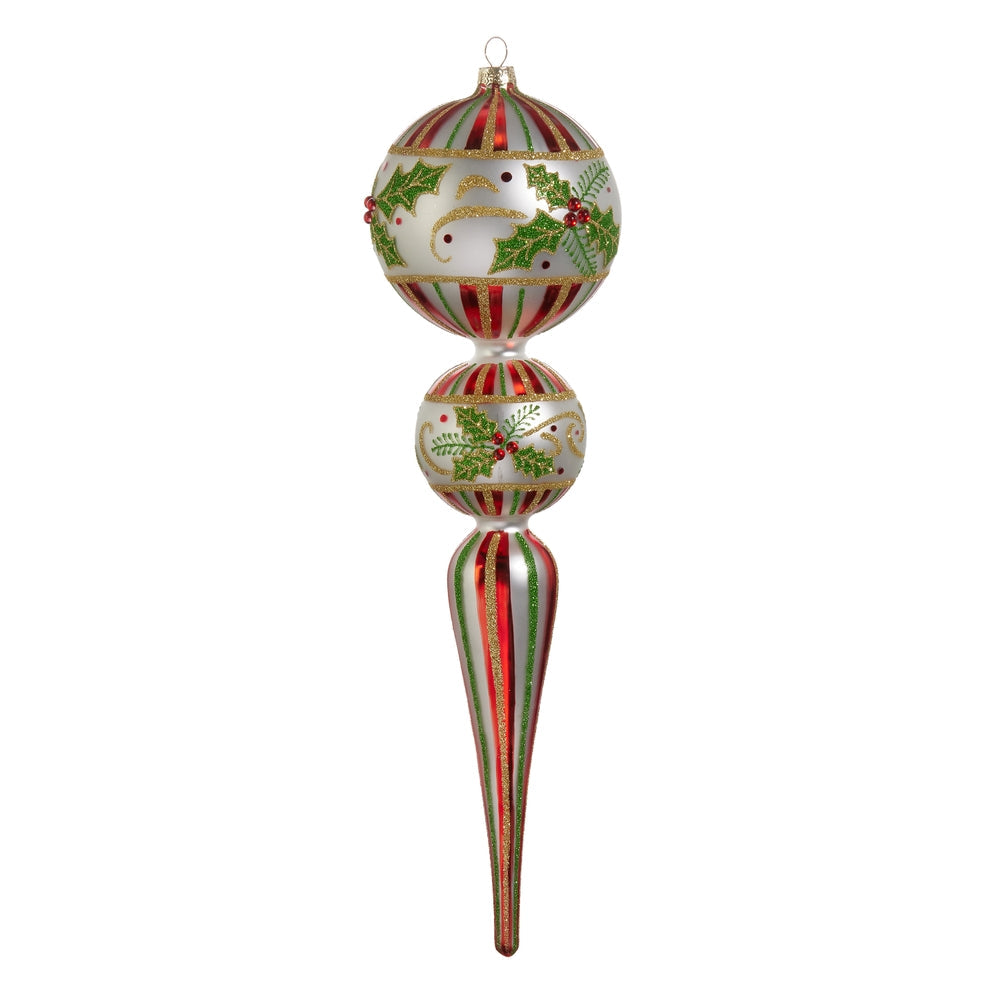 Christmas Carousel Collection -  15" Holly Leaf Finial Ornament