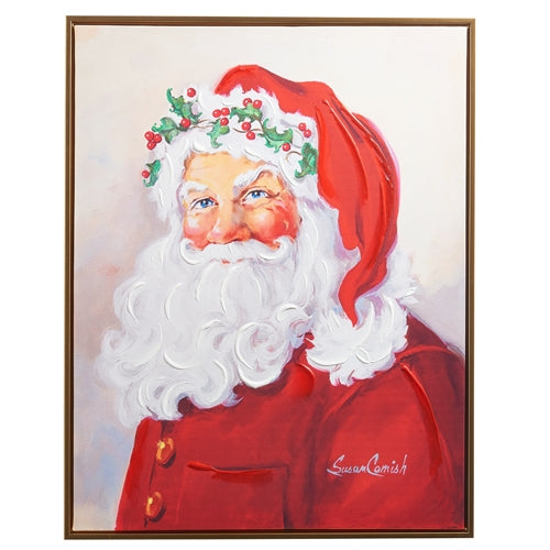 Christmas Carousel Collection - 27.25" Classic Santa Textured Framed Wall Art