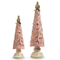 17" & 13" Pink Scroll Pattern Trees - SET OF 2