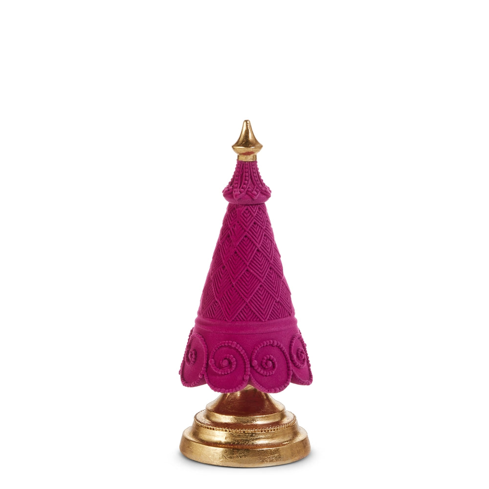 11.5" Pink Flocked Tree