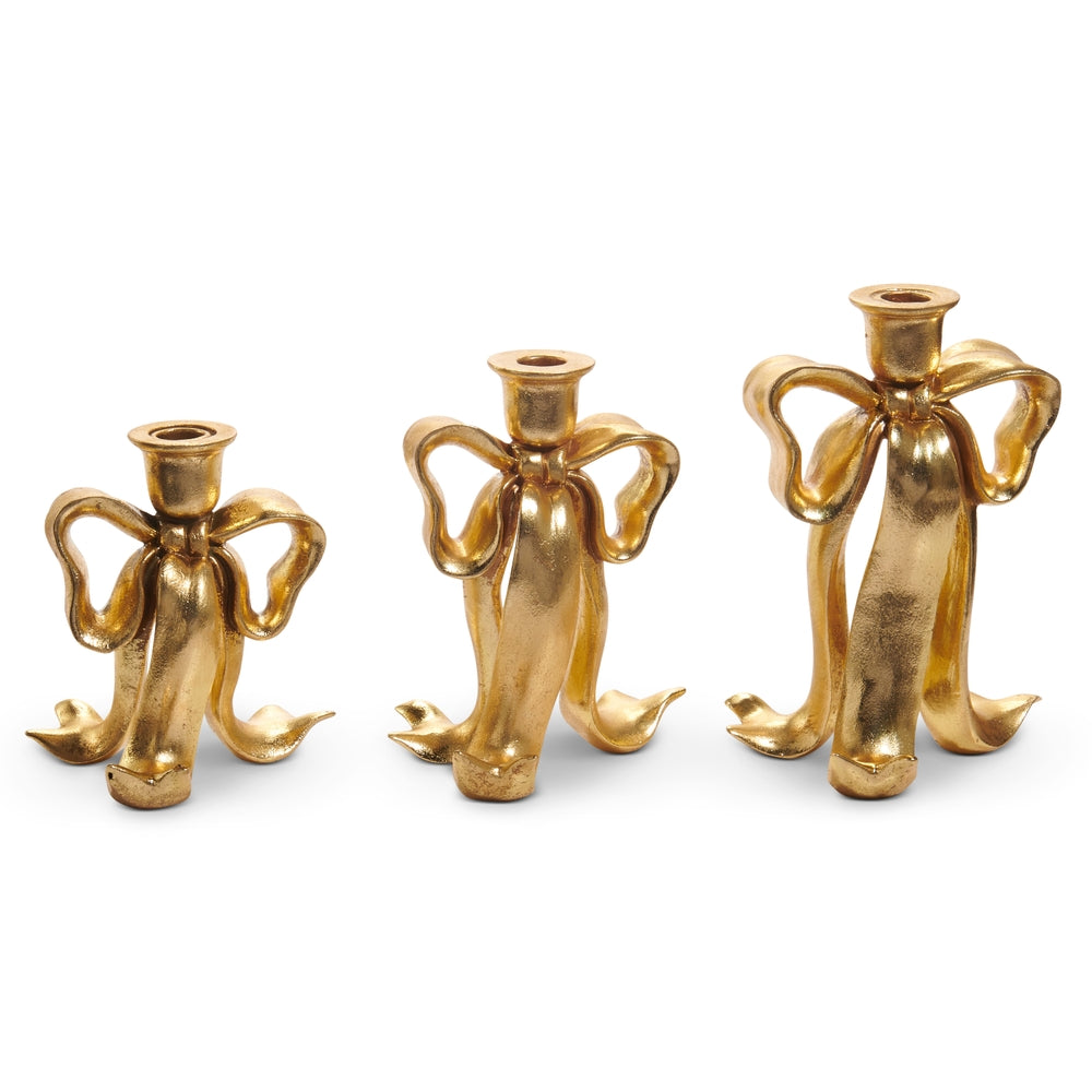 Christmas Carousel Collection - Bow Candlesticks - SET OF 3