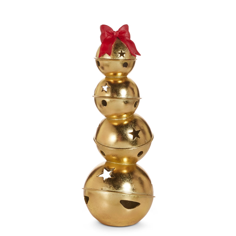 Christmas Carousel Collection - 21.25" Gold Bells with Red Bow