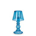 Glass 8" Blue Lamp Candle Holder