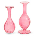 Glass 7" & 6" Pink Fluted Bud Vases - SET OF 2