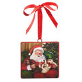 Christmas Carousel Collection - 5" Santa with Puppies Square Ornament